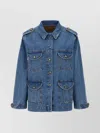 Blazé Milano Light Blue Cotton Military Safari Jacket With Multiple Pockets