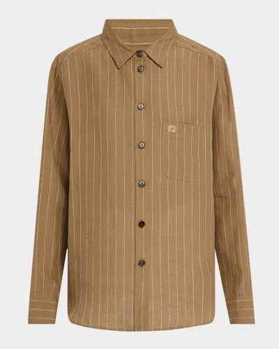 Blazé Milano Heretique Anabas Striped Linen Button-down Shirt