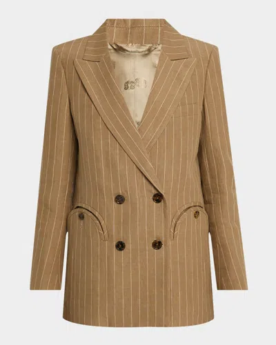 Blazé Milano Heretique Pinstripe Linen Double-breasted Blazer