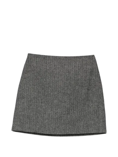 Blazé Milano Herringbone-pattern Mini Skirt In Grey