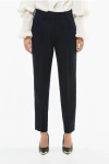 BLAZÉ MILANO HIGH-WAISTED VIRGIN WOOL BANKER DOUBLE-PLEATED PANTS