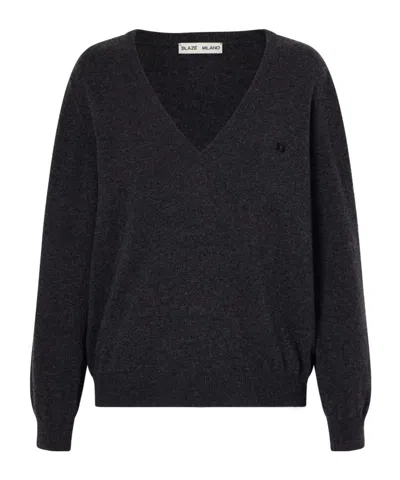 Blazé Milano Highland Embroidered Wool And Cashmere-blend Sweater In Black