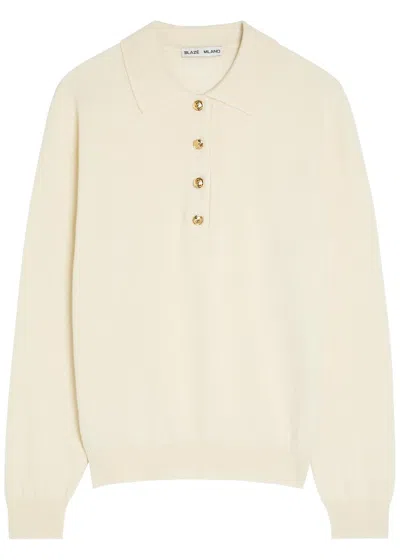 Blazé Milano Blaze Milano Highland Wool And Cashmere-blend Polo Top In Off White