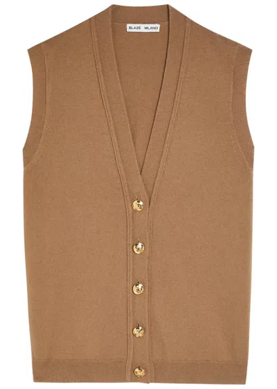 Blazé Milano Blaze Milano Highland Wool And Cashmere-blend Vest In Brown