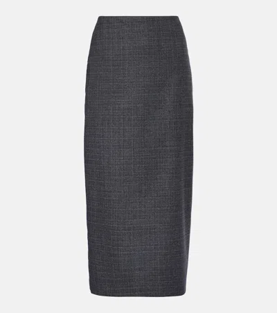 Blazé Milano Hunley Sussex Checked Wool Pencil Skirt In Grey