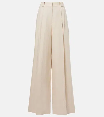 Blazé Milano Husi High-rise Linen Wide-leg Pants In Beige