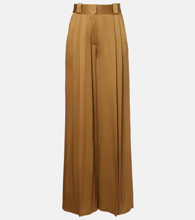 Blazé Milano Husi Satin Palazzo Pants In Brown