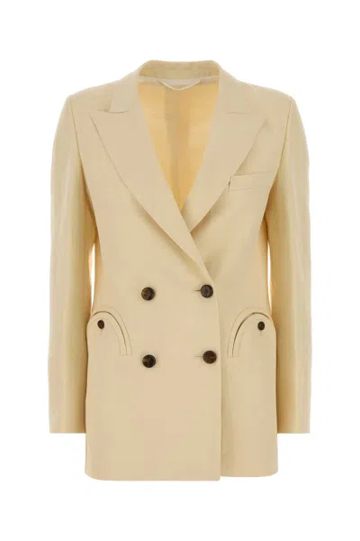 Blazé Milano Ivory Linen Blend Savannah Everyday Blazer In Nude
