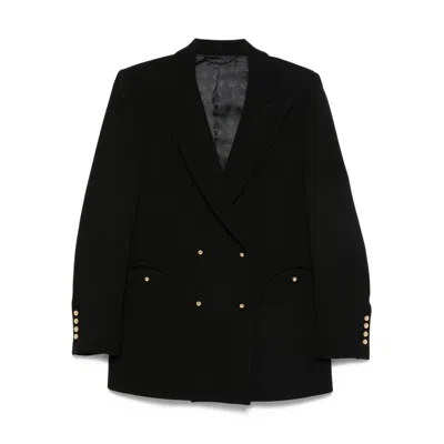 Blazé Milano Double-breasted Wool Blazer In Black