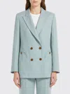 Blazé Milano Double Breasted Structured Shoulder Tailored Jacket In Gray