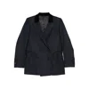 Blazé Milano Resolute Everyday Velvet-collared Double-breasted Blazer In Black
