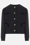 Blazé Milano Cropped Black Cotton Bolero With Golden Buttons In Black