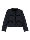 Blazé Milano Maine Shamo Velvet-trimmed Wool Jacket In Blue