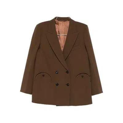 Blazé Milano Double-breasted Blazer In Brown