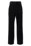 Blazé Milano Velvet Pleated Trousers With Belt Loops In Black
