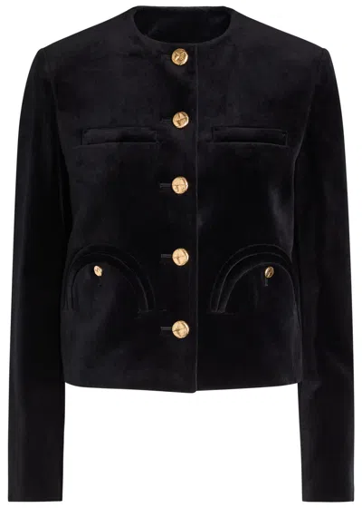 Blazé Milano Blaze Milano Jealousy Shamo Cropped Velvet Jacket In Black