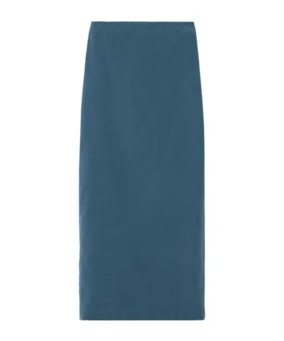Blazé Milano Jealousy Sussex Cotton-velvet Midi Skirt In Blue