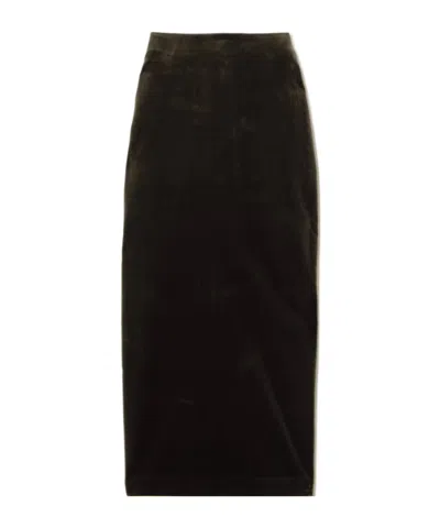 Blazé Milano Jealousy Sussex Cotton-velvet Midi Skirt In Brown