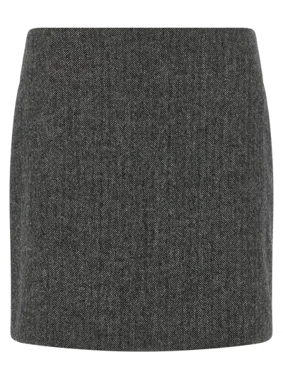Blazé Milano Coci Mini Herringbone-pattern Skirt In Gray