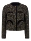 Blazé Milano Katara Embossed Trim-detail Blazer In Brown