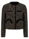 Blazé Milano Katara Embossed Trim-detail Blazer In Brown