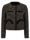 Blazé Milano Katara Embossed Trim-detail Blazer In Brown