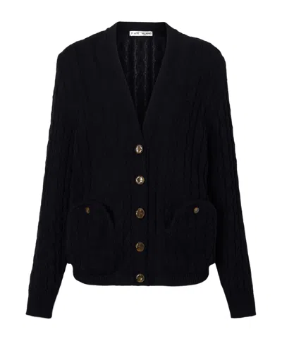 Blazé Milano Ket Cable-knit Cotton Cardigan In Black