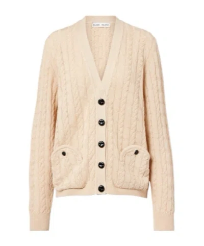 Blazé Milano Ket Cable-knit Cotton Cardigan In Brown