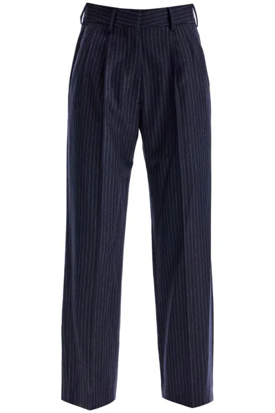 Blazé Milano Lady Maud Fox Pinstripe Straight Pants In Navy/multi