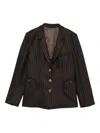 Blazé Milano Lady Maud Pinstripe Button-detail Blazer In Black
