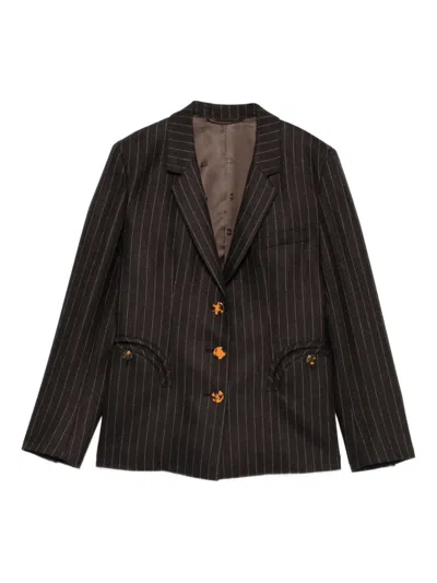 Blazé Milano Lady Maud Pinstripe Button-detail Blazer In Black