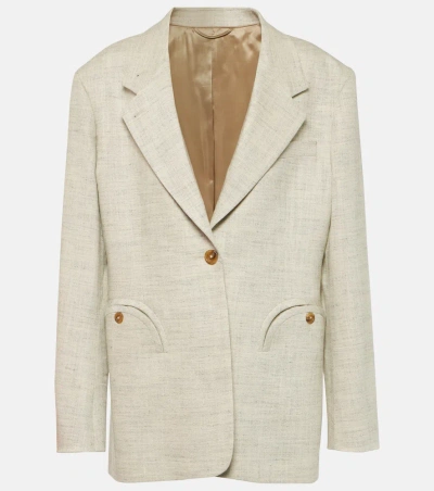 Blazé Milano Laluna Daisy Linen And Silk-blend Blazer In Grey