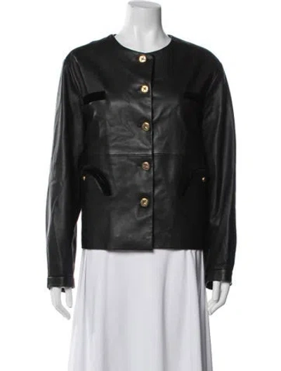 Pre-owned Blazé Milano Lambskin Blazer In Black/blue