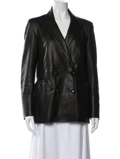 Pre-owned Blazé Milano Leather Blazer In Black