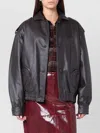 Blazé Milano Leather Bomber Jacket Flap Pockets In Black