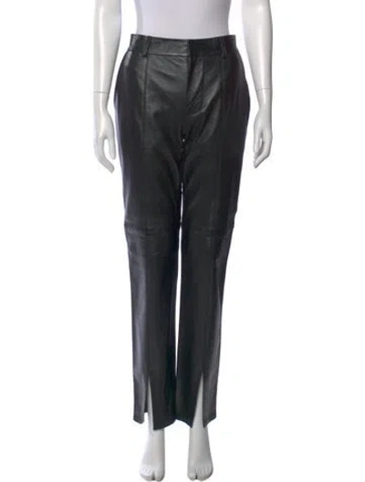 Pre-owned Blazé Milano Leather Straight Leg Pants In Black