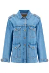 Blazé Milano Blaze Milano Light Blue Cotton Military Safari Jacket With Multiple Pockets In Blue