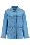 Blazé Milano Blaze Milano Light Blue Cotton Military Safari Jacket With Multiple Pockets In Blue