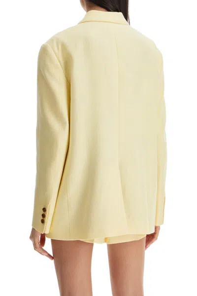 Blazé Milano Light Yellow Linen Oversized Blazer In Butter