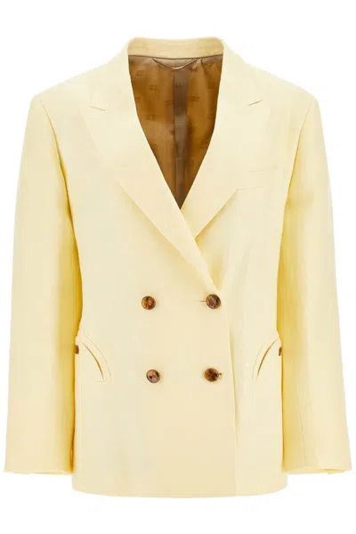 Blazé Milano Light Yellow Linen Oversized Blazer
