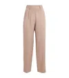 Blazé Milano Flica Fox Pleated Silk And Linen-blend Straight-leg Pants In Pink