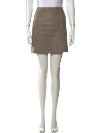 Pre-owned Blazé Milano Linen Mini Skirt W/ Tags In Brown