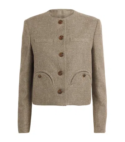 Blazé Milano Linen-silk-cotton Bolero Jacket In Beige