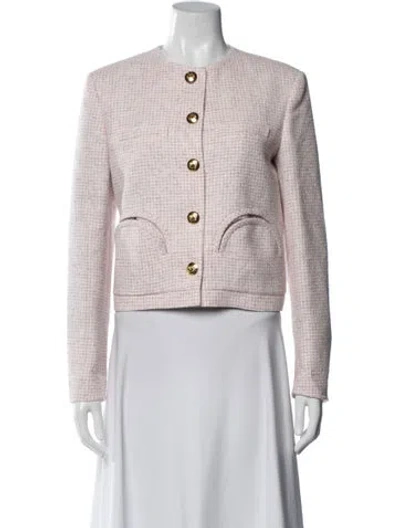Pre-owned Blazé Milano Linen Tweed Pattern Blazer In Pink