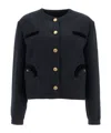 Blazé Milano Cropped Black Cotton Bolero With Golden Buttons In Black