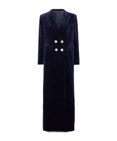 Blazé Milano Heart Double-breasted Cotton-velvet Coat In Blue