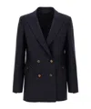 Blazé Milano Missy Double-breasted Cotton-blend Blazer In Black