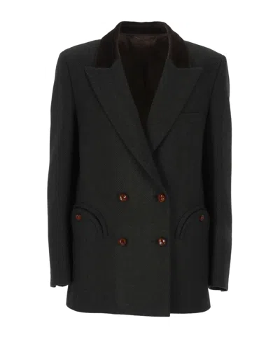 Blazé Milano Herringbone Double-breasted Jacket In Black