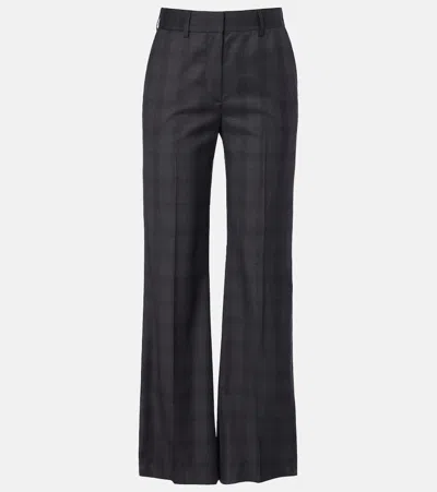 Blazé Milano Lundy Checked Virgin Wool Flared Pants In Gray