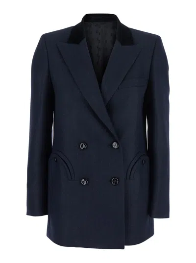Blazé Milano Maine Everyday Double Blazer Jackets Blue In Black